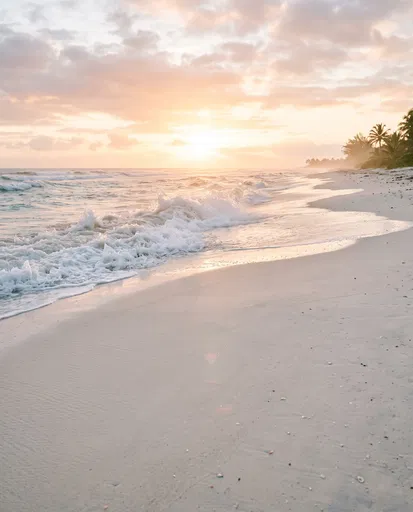Tropical White Sand Beach at Sunrise