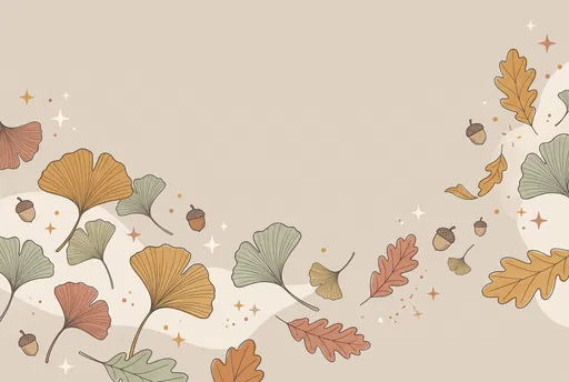 Minimalist Autumn Leaves and Acorns Background