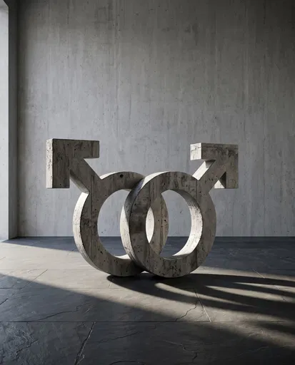 Concrete Male Symbols in Minimalist Space