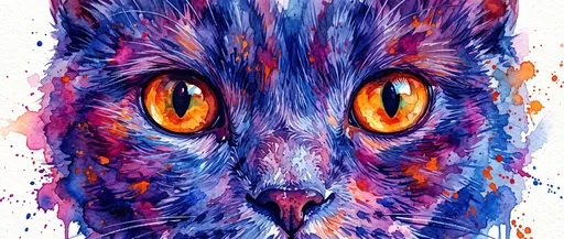 Vibrant Watercolor Cat Eyes Close-Up
