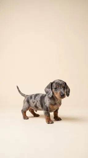 Silver Dapple Dachshund Puppy Studio Portrait