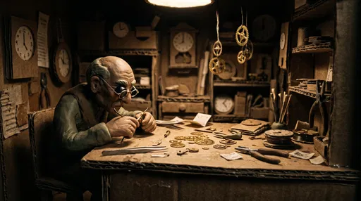Claymation Watchmaker at Cardboard Workbench