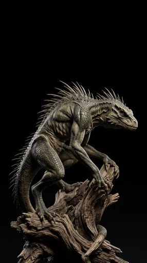 Reptilian Chupacabra Perched on Driftwood