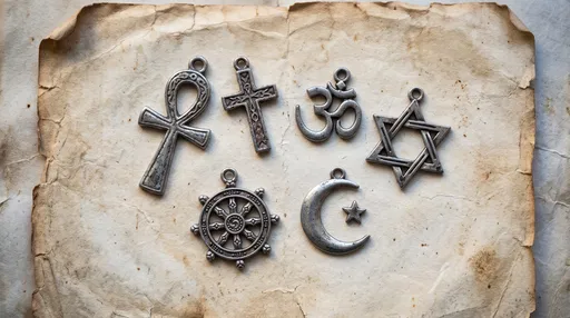 Antique Pewter Religious Symbols on Parchment