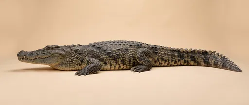 Side Profile of Saltwater Crocodile in Studio