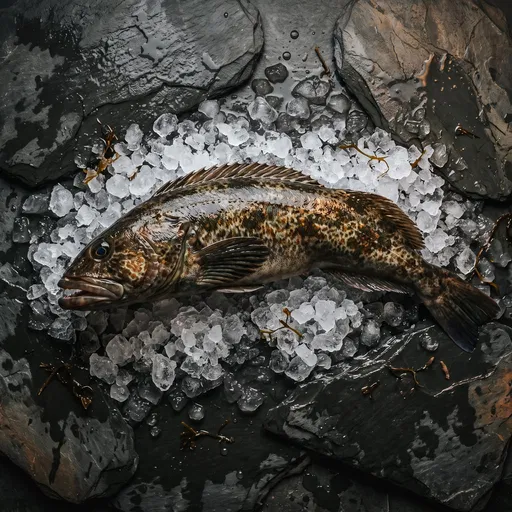 Fresh Mottled Fish on Crushed Ice