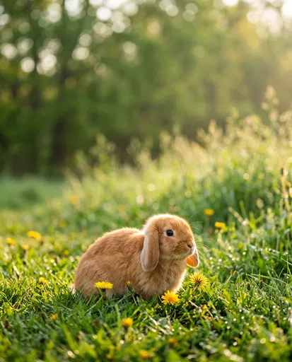 Ginger Lop Bunny in Spring Meadow