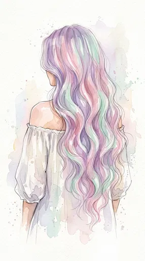 Watercolor Illustration of Pastel Mermaid Hair