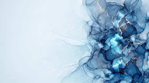 Blue and Silver Alcohol Ink Abstract Background