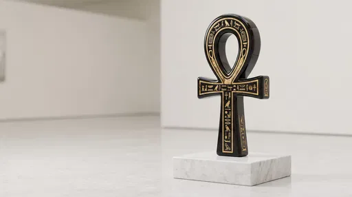 Black and Gold Egyptian Ankh Sculpture