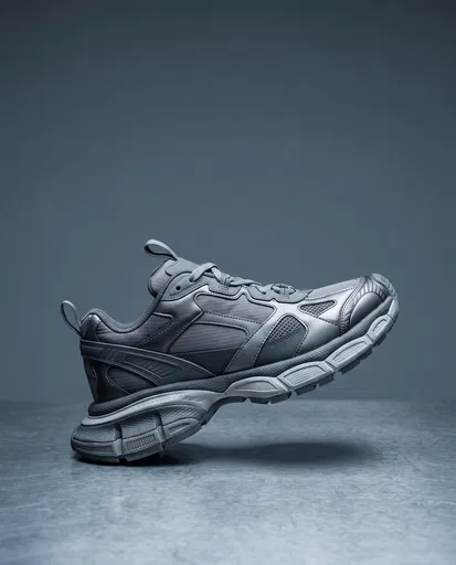 Grey Technical Sneaker Balanced on Heel