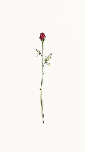 Minimalist Red Rose Bud Illustration