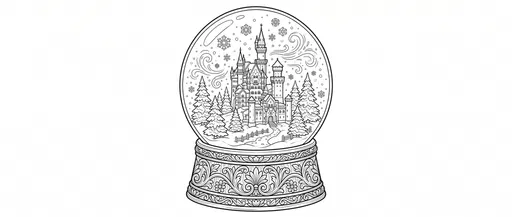 Winter Castle Snow Globe Coloring Page