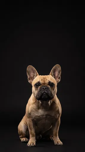 Fawn French Bulldog on Black Background