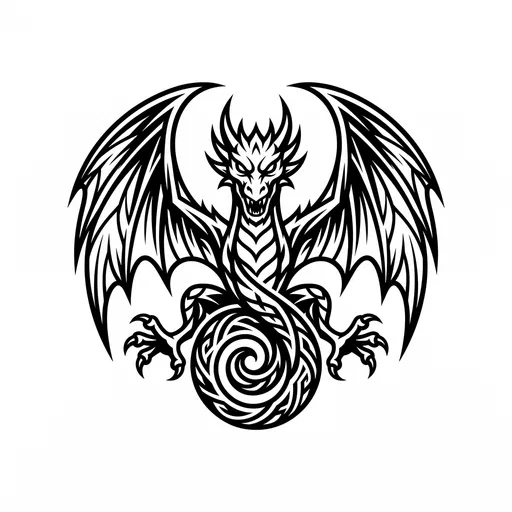 Black and White Winged Dragon Emblem