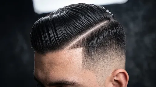 Men's Comb-Over Fade Hairstyle Close-Up