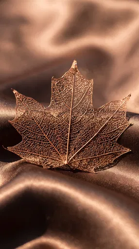 Copper Skeleton Maple Leaf on Bronze Silk