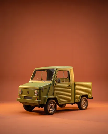 Olive Green Utility Truck on Terracotta Background