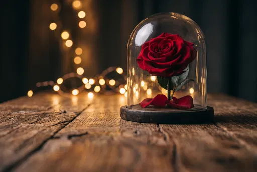 Red Rose in Glass Dome