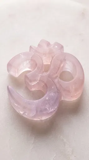 Carved Rose Quartz Om Symbol