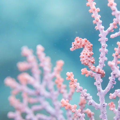 Pink Pygmy Seahorse on Pastel Coral