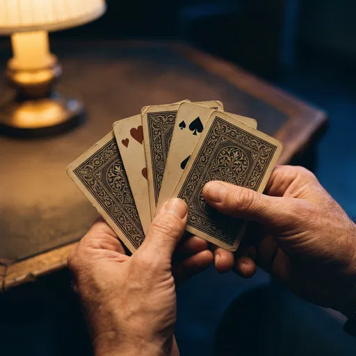 Hands Holding Vintage Playing Cards
