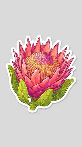 Vibrant King Protea Flower Sticker Clipart