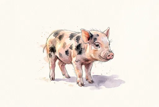 Watercolor Spotted Piglet Illustration