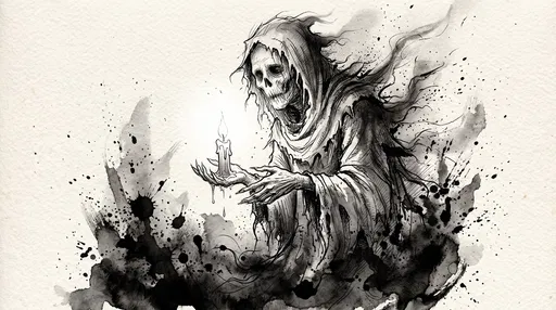 Monochrome Ink Drawing of Spectral Ghost