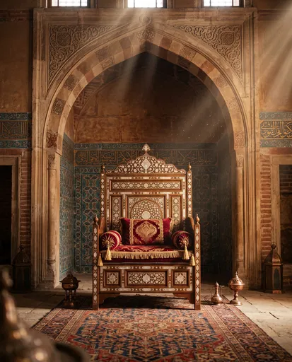 Ornate Ottoman Throne Beneath Pointed Arch