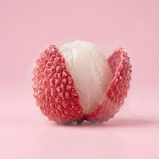 Frosted Peeled Lychee on Pink Background