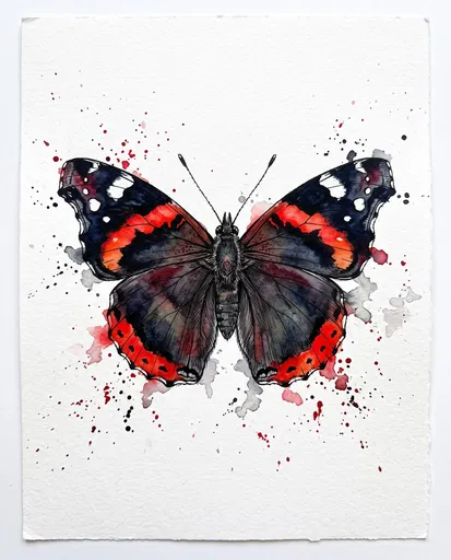 Watercolor Red Admiral Butterfly Illustration