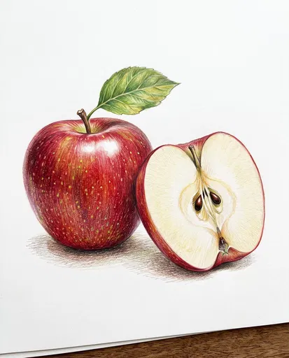 Colored Pencil Illustration of Red Apples