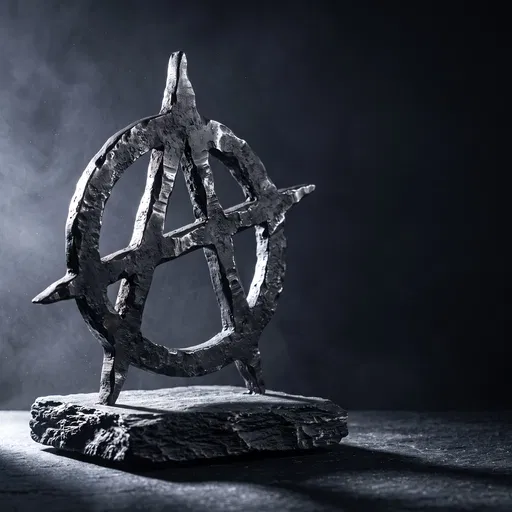 Forged Iron Anarchy Symbol Sculpture