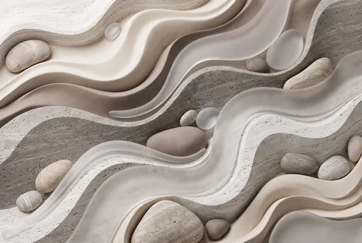 Abstract Neutral Wavy Stone and Glass