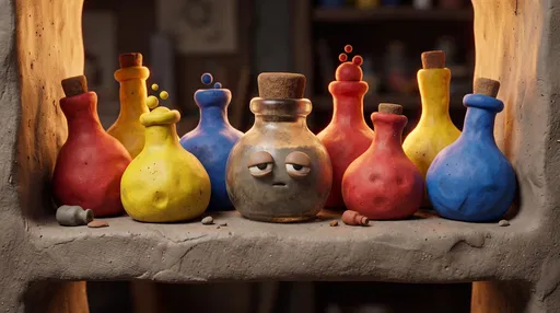 Claymation Sleepy Bottle and Potion Flasks