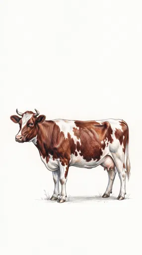 Colored Pencil Illustration of Ayrshire Cow