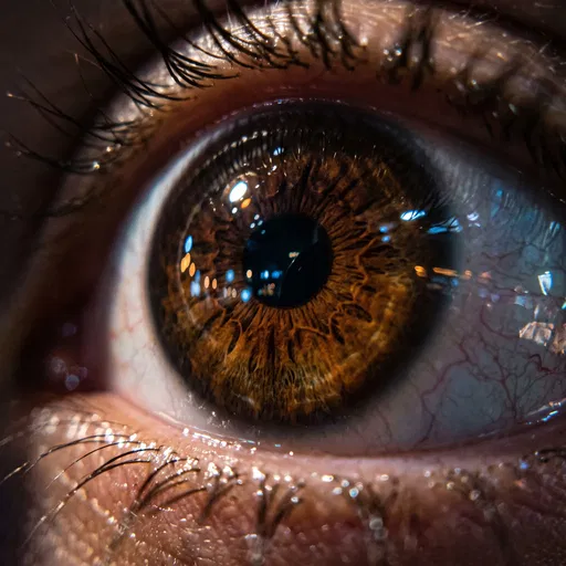 Extreme Macro Close-Up of Brown Eye