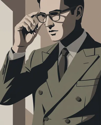 Illustration of Man Adjusting Glasses