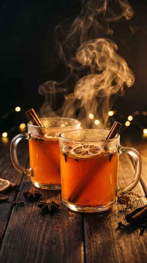 Steaming Glass Mugs of Spiced Apple Cider