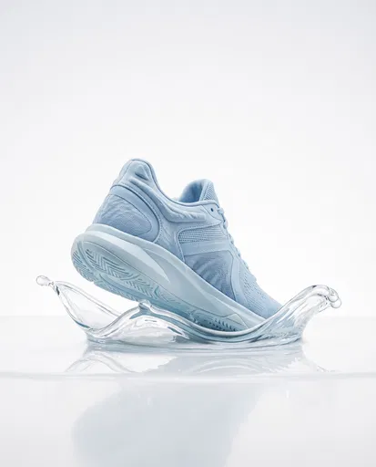 Pastel Blue Sneaker Stepping in Water