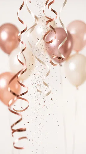 Rose Gold Party Ribbons and Balloons