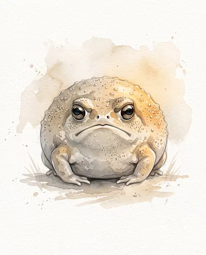 Watercolor Illustration of Grumpy Desert Rain Frog