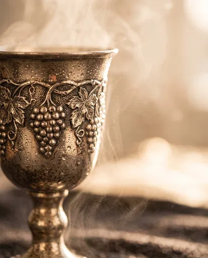 Ornate Antique Silver Goblet With Mist