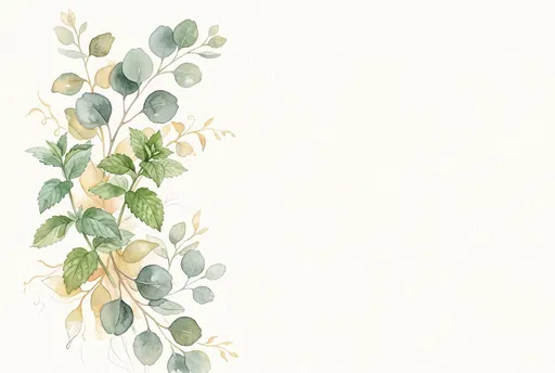 Watercolor Eucalyptus and Mint Leaf Border