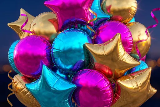 Vibrant Metallic Foil Birthday Balloons Cluster
