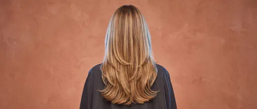 Rear View of Layered Blonde Hair