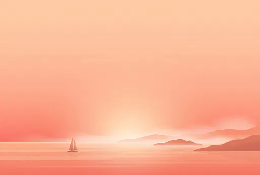 Minimalist Peach Sunrise Sailboat Illustration