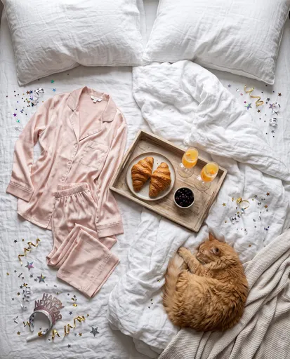New Year Morning Breakfast in Bed