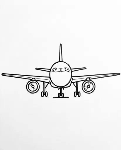 Front View Passenger Airplane Line Drawing
